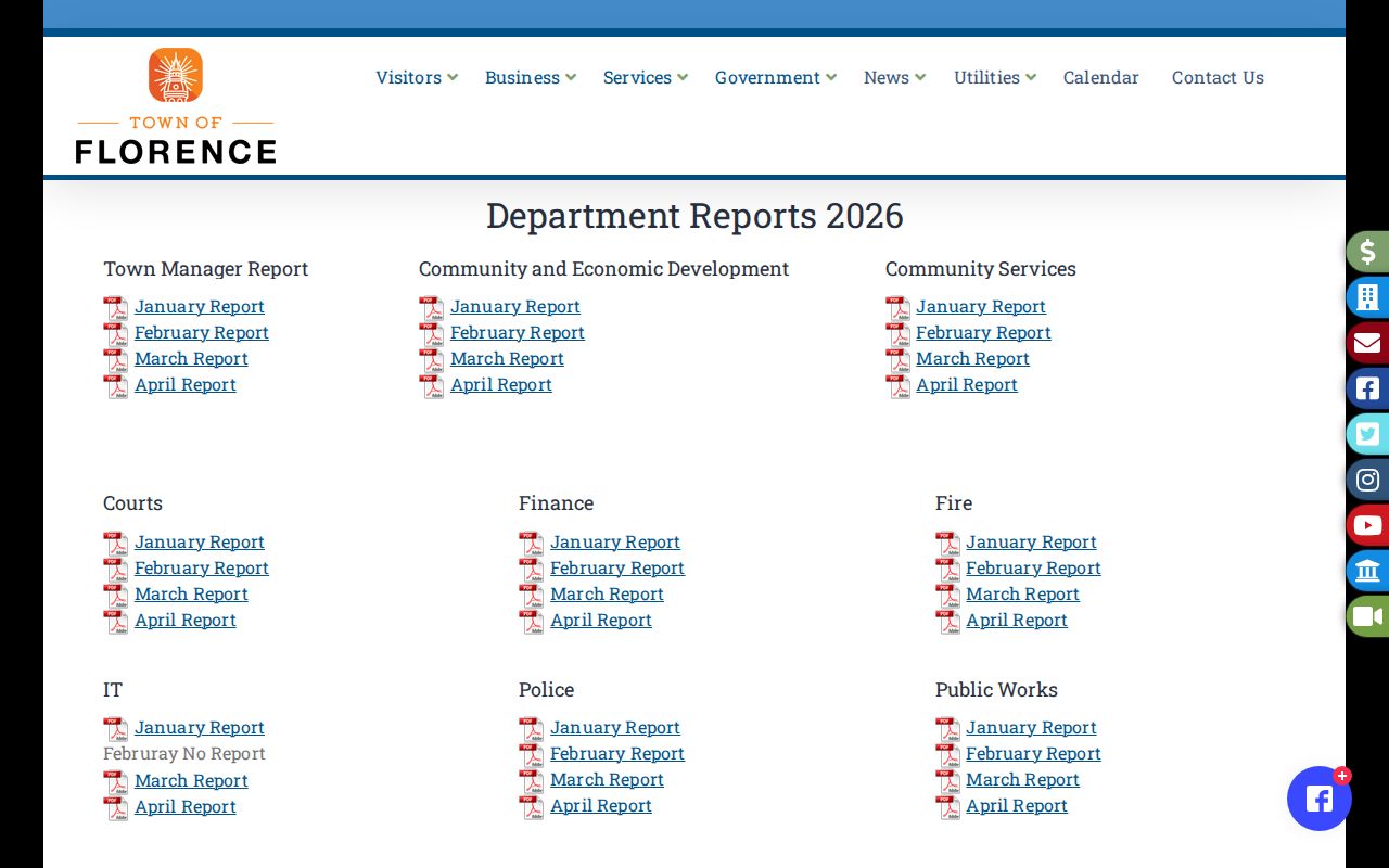 Florence Police monthly arrest activity reports and records archive in Pinal County